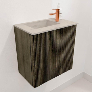 Mondiaz JOYA-DLUX Meuble de toilette 40cm - couleur Shadow - Vasque FAYE position Gauche 1 trou de robinet couleur Opalo.