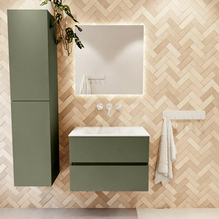 Mondiaz VICA Ensemble de meuble de salle de bain - 70cm - meuble sous-vasque armée - 2 tiroirs - lavabo nuage milieu - sans trous de robinet - version haute 60cm - talc