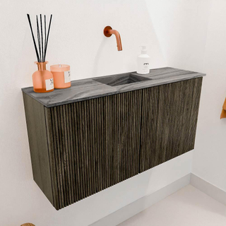 Mondiaz JOYA-DLUX 80cm meuble de salle de bains WC - couleur Shadow - Vasque FAYE position Milieu Sans trou de robinet couleur Sombra.