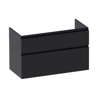 Saniclass Advance Meuble sous-lavabo 99x60x45.5cm sans poignées 2 tiroirs 1 espace siphon MDF Black Wood