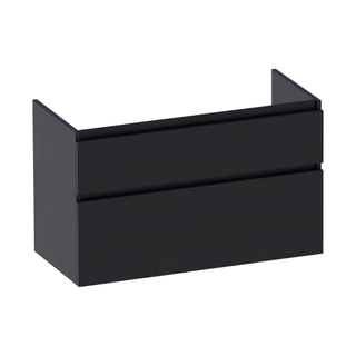 Saniclass Advance Wastafelonderkast - 100x46x60cm - 2 softclose greeploze lades - 1 sifonuitsparing - MFC - black wood