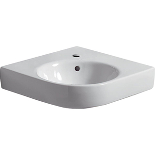 Geberit Renova lavabo d'angle 69,5cm 1 trou pour robinet avec trop-plein tect white