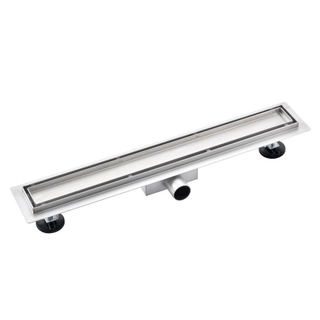 FugaFlow Eccelente Vetro Caniveau de douche 60cm avec grille de carrelage et bride de sol en acier inoxydable