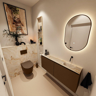 MONDIAZ TURE-DLUX Meuble toilette - 120cm - Rust - EDEN - vasque Frappe - position droite - sans trou de robinet