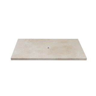 Saniclass Travertine Topblad - 80x46cm - zonder kraangaten - 1 sifon-uitsparing - gemeleerd natuursteen