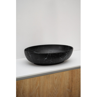 Riho marmic lavabo ovale 52x39.5x13cm céramique ovale marbre noir mat