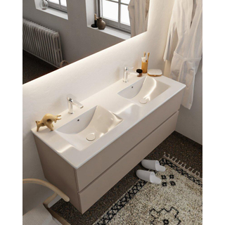MONDIAZ VICA Ensemble de meuble salle de bain - 120cm - 2 tiroirs - lavabo Denia double 2 trous de robinet - céramique - fumée
