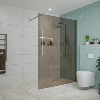 FugaFlow Eccelente Vetro inloopdouche badkamer - 140x200cm - rookglas - wandarm - gunmetal