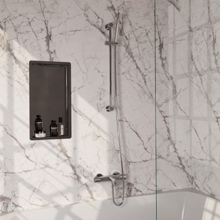 Robinet de baignoire à encastrer Brauer Chrome - barre de douche - 2 fonctions - 2 boutons avec relief - douchette à main 1 fonction - chrome