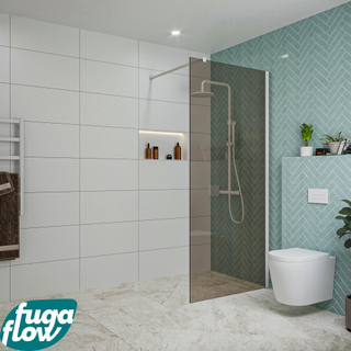 FugaFlow Eccelente Vetro inloopdouche badkamer - 90x200cm - rookglas - wandarm - mat wit -