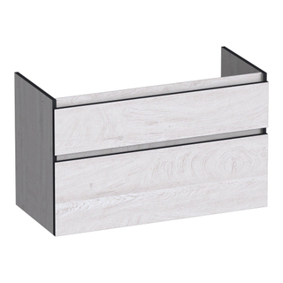 BRAUER Delight Edge meuble sous lavabo 100 2 tiroirs softclose - sans poignée - 1 découpe pour le siphon - Forest Seashell