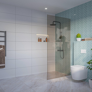 Fortifura Galeria Douche à l'italienne - verre fumé - 100x200cm - 8mm - nano - profilé encastrable invisible