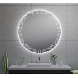 Wiesbaden Deco Miroir rond 120cm avec chauffe miroir et éclairage LED indirect et interrupteur tactile
