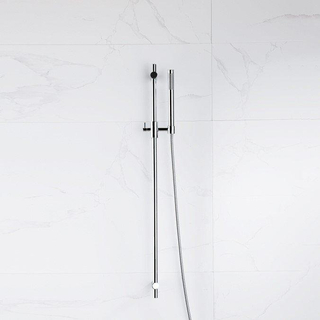 Fortifura Calvi Ensemble de douche avec barre curseur - douchette stylo - flexible en métal - Chrome