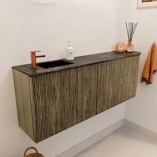 Mondiaz JOYA-DLUX Meuble de salle de bains 111.6cm - arrondi droit couleur Dusk - Vasque FAYE position Gauche 1 trou de robinet couleur Lava