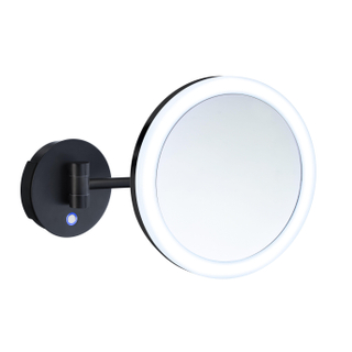 Smedbo Outline spiegel LED 20cm 5x vergrotend Wandmontage Batterij Mat Zwart