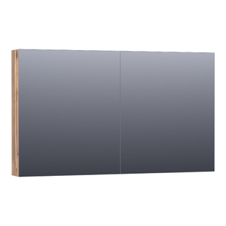 Saniclass Plain Spiegelkast - 120x70x15cm - 2 links/rechtsdraaiende spiegeldeuren - MFC - Almond