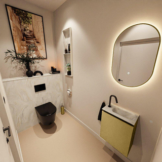 MONDIAZ TURE-DLUX Meuble toilette - 40cm - Oro - EDEN - vasque Ostra - position droite - 1 trou de robinet