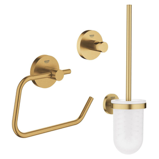 Grohe Essentials Set WC en 3 parties avec porte-brosse WC, crochet, et porte-rouleau sans couvercle Brushed cool sunrise
