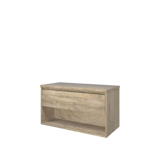 Proline top ensemble de meubles bas 100x46x55.2cm meuble avec étagère chêne brut et plaque de recouvrement chêne brut