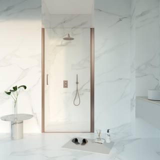 FugaFlow Eccelente Vetro Douchedeur - 80x200 - Profiel veiligheidsglas - anti kalk - Geborsteld koper PVD (Koper)