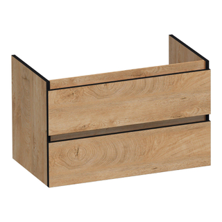 BRAUER Joy Edge wastafelonderkast 80 2 softclose lades - greeploos - 1 sifon uitsparing - Forest Tan