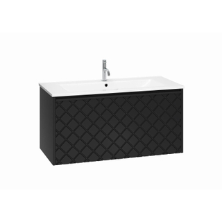 Crosswater Vergo ensemble de meubles de salle de bain - 99.8x47.6x45.5cm - 1 lavabo en céramique - 1 trou pour le robinet - 1 tiroir - noir mat