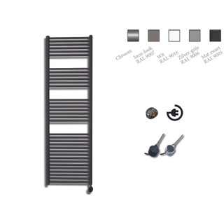 Sanicare radiateur électrique design 172 x 45 cm noir mat avec thermostat chromé