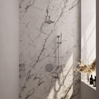 BRAUER Chrome Edition thermostatische Inbouw Regendouche - 3-weg - rond - set 85 - 20cm hoofddouche - rechte muurarm - staaf handdouche - doucheslang - geïntegreerde glijstang - chroom