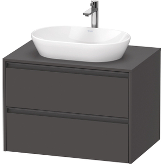 Duravit ketho 2 meuble sous lavabo avec plaque console et 2 tiroirs 80x55x56.8cm avec poignées anthracite graphite mat