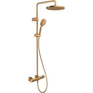 Duravit Shower Systems Douchesysteem - thermostatisch - HOH=15cm - hoofddouche Ø25.2cm - handdouche rond - geborsteld brons