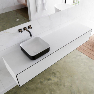 Mondiaz Lagom Meuble salle de bains 180x30.9x45cm Solid Surface Urban 2 tiroirs avec lavabo BINX vasque à poser Gauche sans trous de robinet