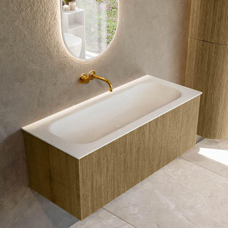 Mondiaz KURVE Ensemble de meuble salle de bain - 110x46x40cm - 1 tiroir - lavabo en solid surface - milieu - sans trou de robinet - Dusk