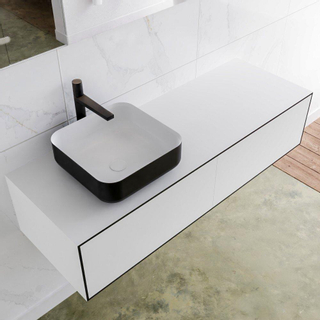 Mondiaz Lagom Meuble salle de bains 130x30.9x45cm Solid Surface Urban 2 tiroirs avec lavabo BINX vasque à poser Gauche 1 trou de robinet