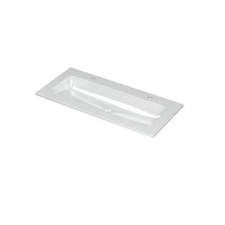 Ink aspekt lavabo 100x1.5x45cm 2 trous pour robinetterie 1 évier porcelaine blanc brillant