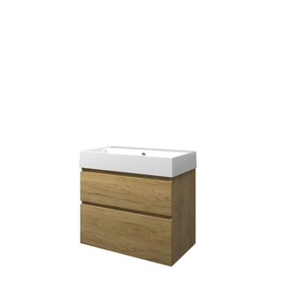 Proline loft ensemble de meubles de salle de bains 80x46x70cm meuble inférieur un chêne idéal symétrique avec 1 trou pour robinetterie porcelaine blanc brillant