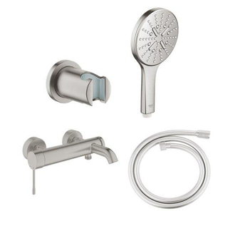 GROHE Essence New robinet bain/douche avec ensemble douchette à main 3 jets et flexible supersteel