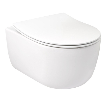Plieger Kansas hangtoilet – compact – Rimless – 36 x 49 cm – met slim softclose zitting – glans wit