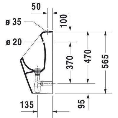 Duravit D Code Cuvette d’urinoir avec fixation et siphon avec connexion dessus et mouche Blanc