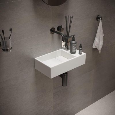 Ideavit Solidcube Fontein 40x22x10cm 0 kraangaten Solid surface mat wit OUTLETSTORE