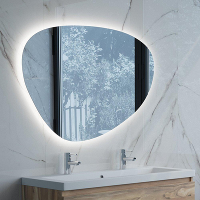 Saniclass Organic Spiegel asymetrisch 120x80cm met LED verlichting rondom dimbaar kleurfunctie en afstandsbediening OUTLETSTORE