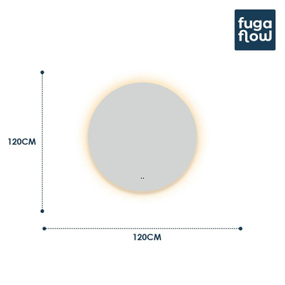 FugaFlow Caria Badkamerspiegel LED - verlichting - verwarming - rond - 120cm - 3000K - Wit
