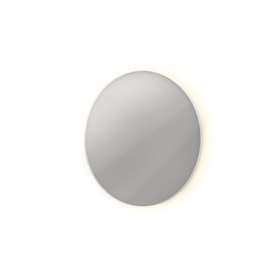 Ink spiegels miroir sp17 rond dans un cadre en acier, y compris le chauffage à led indir. couleur changeante. dimmable et interrupteur 80x80cm blanc mat