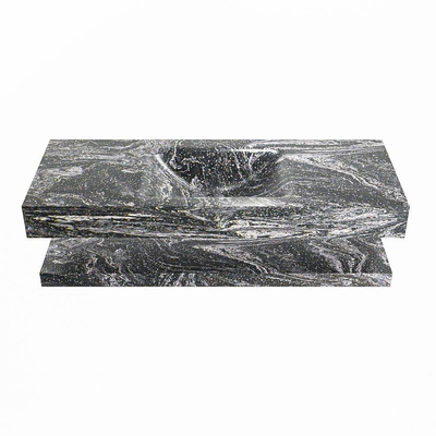 MONDIAZ ALAN - DLUX Badkamermeubelset - 120cm - planchet - Lava - vrijhangende wastafel - wasbak midden - 1 kraangat - Lava