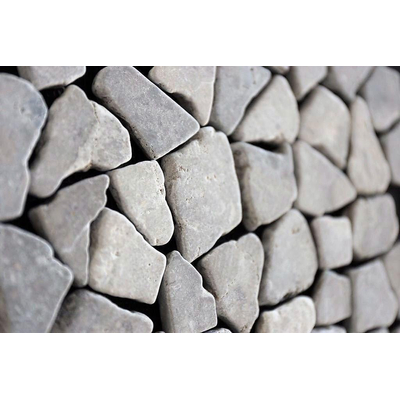 Kerabo Carreau de sol et de mur éclats de marbre gris clair tambourinés mixte aspect pierre naturelle gris par pièce
