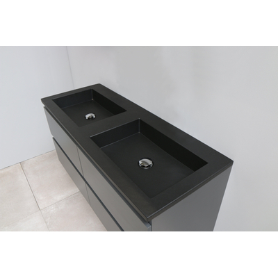 Basic Bella Meuble salle de bains avec lavabo acrylique Noir 120x55x46cm sans trous de robinet Anthracite mat