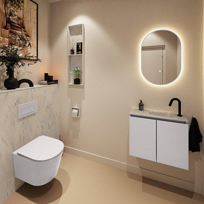 MONDIAZ TURE-DLUX Meuble toilette - 60cm - Cale - EDEN - vasque Opalo - position droite - 1 trou de robinet