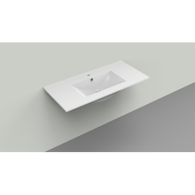 Arcqua Pakaru lavabo 101x46cm avec trop-plein 1 trou de robinet 1 vasque céramique brillant blanc