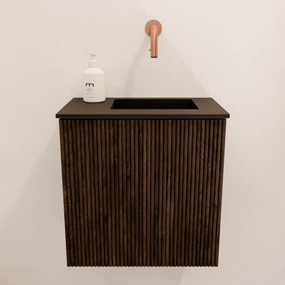 Mondiaz JOYA 40cm toiletmeubel - kleur Walnut - Wastafel FAYE positie Rechts Zonder kraangat kleur Urban.