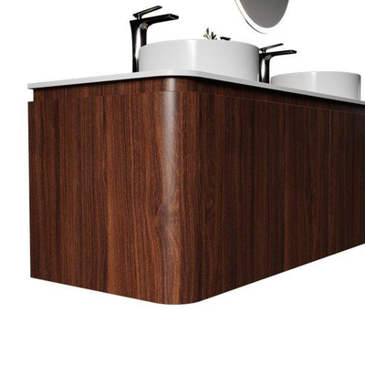 Saniclass Terra Wastafelonderkast - 140cm - 4 lades - afgeronde hoeken - kastanje (walnoot)